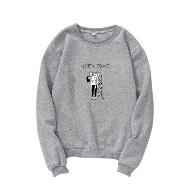 

Women Cartoon Printing Hoodies Pullover Autumn Winter Loose Fleece Thick Sweatshirt