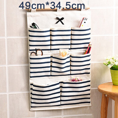 

Cotton And Linen Storage Hanging Bag Multi Layer Hanging Pocket Cloth Door After The Debris Storage Bag