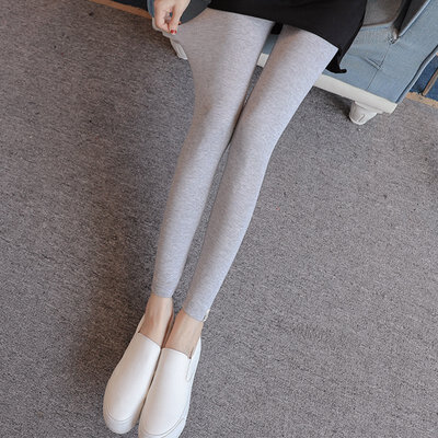 

Women Pregnant Stomach Lift Flower Cat Print Comfortable Elastic Casual Skinny Tights Solid Color Elastic Pants