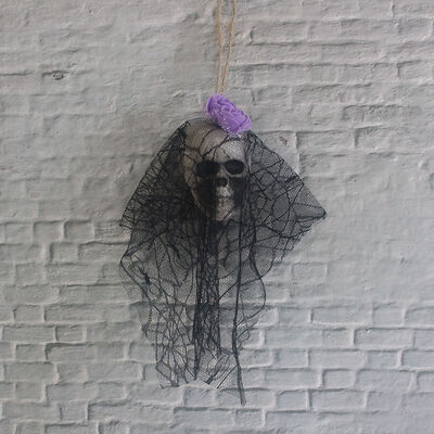 

Foam Lace Simulation Head Skeleton For Halloween Household Simulation Head Skeleton Hanging Decoration