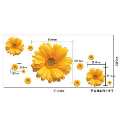 

3D Flower Wall Sticker Chrysanthemum Daisy Home Bedroom Yellow Flowers Decorative Wall Stickers