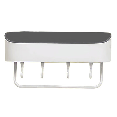 

Multifunction Wall Mounted Free Punch Storage Shelves Wall Shelf With 4 Hooks For Bathroom Kitchen