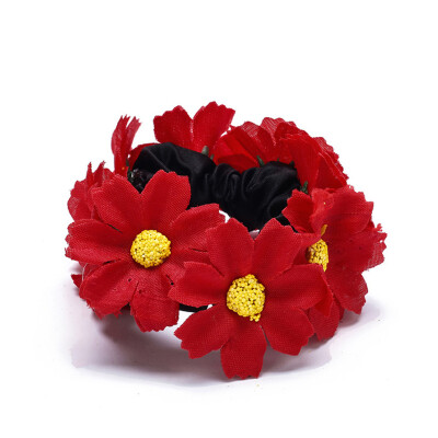 

Fashion Flower Daisy Floral Bun Head Knot Garland Bracelet Hair Top Scrunchie Band Bridal