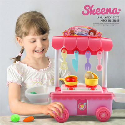 

YIWULAChildren Gift Kitchen Cart Play Set Kids Pretend play Toy Food Toys Education