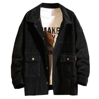 

Toponeto Men Brief Style Corduroy Solid Color Warm Casual Long Sleeve Jackets Blouse Top