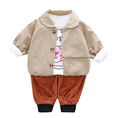 

Autumn Baby Boy Girl Cute Long Sleeve Cartoon Print T-shirt Sweatshirt Trousers Casual Outfits Sets