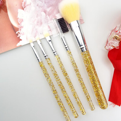 

5Pcs Gold Diamond Crystal Makeup Brushes Set Shinny Foundation Blending Face Make Up Brush Pincel Maquillaje