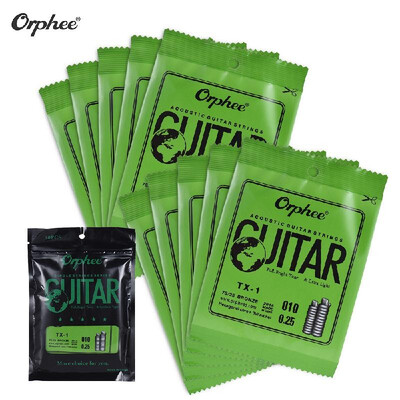 

Orphee TX-1 Single String Replacement for Acoustic Folk Guitar 1st E-String 010 10-Pack High-carbon Steel Core 7525 Phosphor B