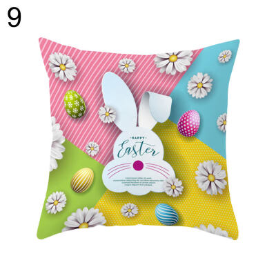 

Easter Flower Egg Rabbit Throw Pillow Case Home Car Decor Sofa Bed Cushion Cover