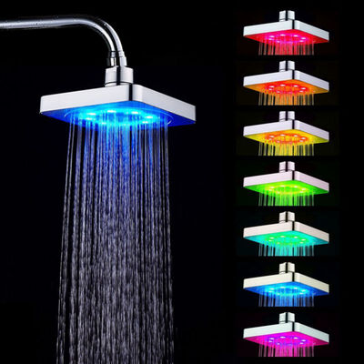 

Romantic Automatic Magic 7 Color 5 LED Lights Handing Rainfall Shower Head Single Round Head RC-9816 for Water Bath Bathroom New