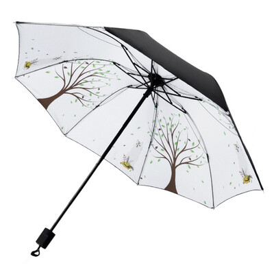 

Creative Cartoon Female Vinyl Fabric Umbrella Anti-UV Umbrella Sunscreen Three-fold Umbrella