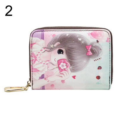 

Cute Cartoon Women Purse Coin Card Cash Holder Zipper Faux Leather Short Wallet