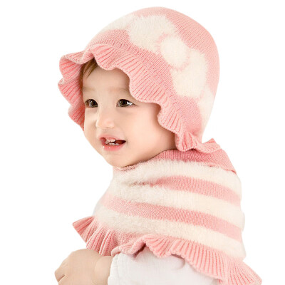 

Fashion Baby Winter Warmer Shawl Bowknot Design Hat Infant Cotton Collar Scarves Neckerchiefs Headwear Set