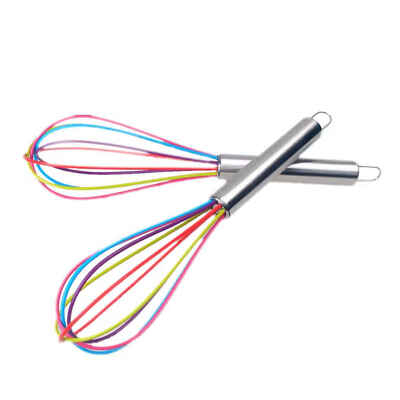 

Stainless Steel Hand Shank 5 Wires Silicone Eggs Whisk Kitchen Mixer Egg Beater