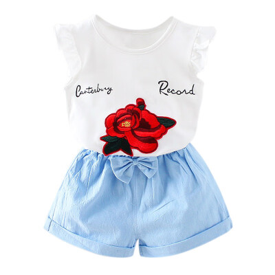 

2PCS Newly Summer 1-4T Hot Sale Baby Girls Casual Clothes Set Newborn Kids Printed Fashion Short Sleeve Suits