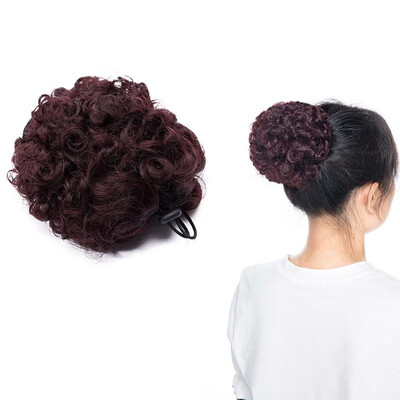 

Afro Bun Extension Puff Ponytail Chignon Hairpiece With Drawstring Afro Kinky Curly Wrap Messy Updo Synthetic For Women