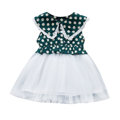 

New Baby Dresses Summer Casual Baby Girls Polka Dot Pattern Sleeveless Patchwork Mesh Dress Kids Toddler Pageant Sundress