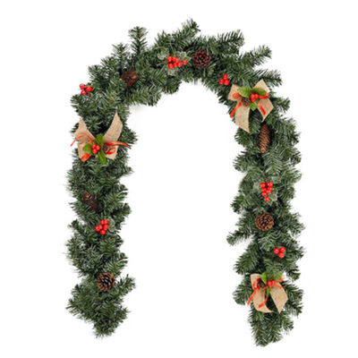 

18M Christmas Artificial Garland Ornament Rattan Pine Cones Berries Decorations