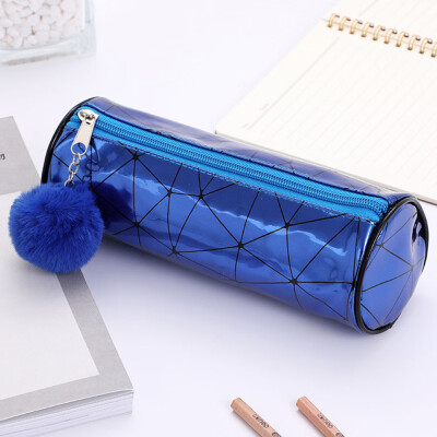 

Girl Storage Pen Bag Magic Color Diamond Pattern Pencil Bag Cylindrical Stationery Pencil Case