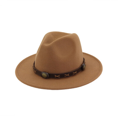 

New Unisex Women Men Western Cowboy Hats Travel Woolen Fedoras Hats Trilby Jazz Hats