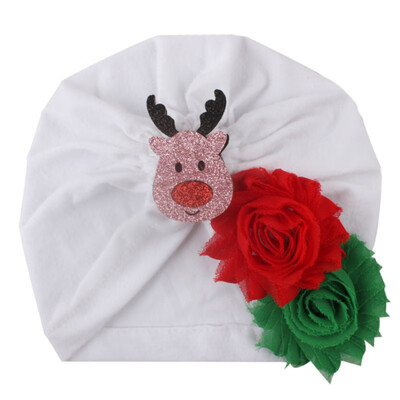 

New Autumn Soft Cute Newborn Baby Christmas Cartoon Flower Girls Caps Infant Hat Turban Elastic Cap