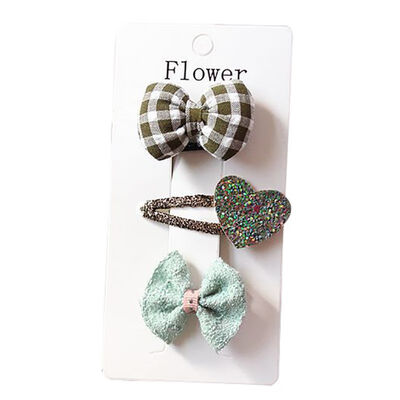 

3 Pieces Set Children Handmade Bow Hair Clip Baby Girls Hair Ring Cloth Fabric Hair Accessories 1-12Y