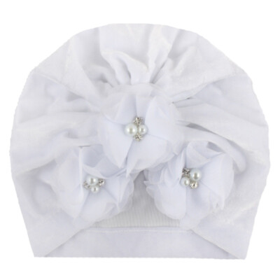 

New Autumn Soft Cute Newborn Baby Pearl Design Girls Caps Infant Casual Hat Turban Elastic Cap