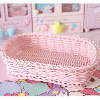 

Easter Rectangle Heart Artificial Rattan Organizer Storage Basket Hair Accessories Stationery Container Desktop Decoration