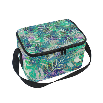 

ALAZA Lunch Box Insulated Lunch Bag Large Cooler Tote Bag Green Summer Leaves for Men Women Girls Boys