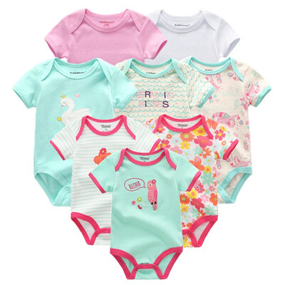 

2019 8PCS Baby Clothes Bebe Cotton Newborn Baby Boy Clothes Unicorn Black White O-Neck Short Sleeve Baby Girl Clothes Babywear