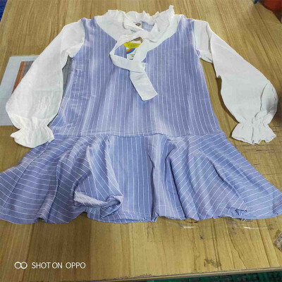 

Girls Dress Autumn Kids Girls Casual Fake 2 Piece Long Sleeve Striped Print Bowknot Design Dress Baby Children Costume