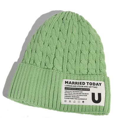 

Ladies wool hats in autumn&winter Korean version of Joker knit hat student couples plus velvet padded warm cold hat mens tide