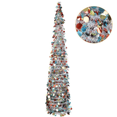 

Collapsible Christmas Artificial Christmas Tree 5FT Popup Sequin Tinsel Christmas Tree With Stand Christmas Decorations