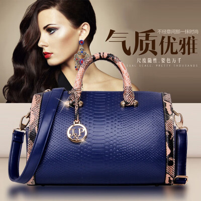 

Trend Fashion Serpentine Boston Leather Handbag Trendy Luxe Sac Famous Brand Cheap Woman Snake Bags Female Single Shoulder Bag