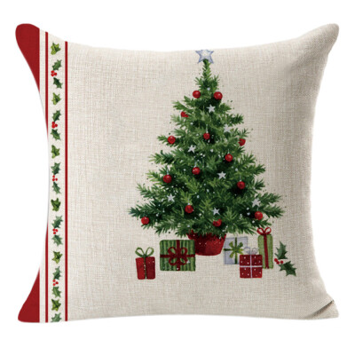 

Tailored Christmas Linen Square Throw Flax Pillow Case Decorative Cushion Pillow Cover A