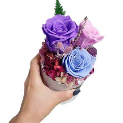 

Preserved Fresh Flower With Pot Valentines Day Gift Exquisite Rose Home Decoration Wedding Part