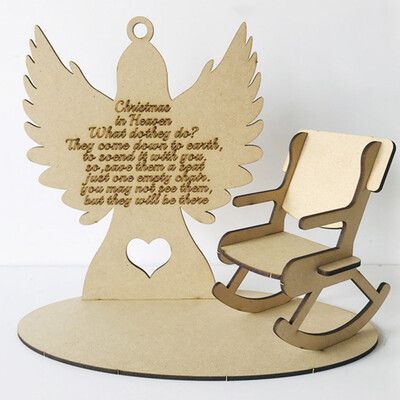

Wooden Engraved Christmas In Heaven Rocking Chair Xmas Angel Xmas Tree Poem Remembrance Loved Ones 1088Inch