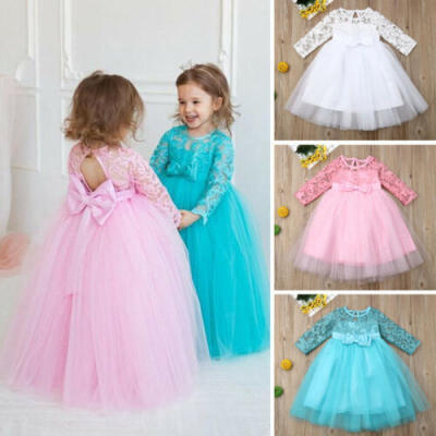 

UK Princess Kids Baby Flower Girl Dress Lace Tulle Party Pageant Formal Dresses