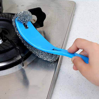 

Dishwashing Brush Hanging Cleaning Brush Creative Long Handle Steel Ball Brush Practical Kitchen Cleaning Brush Steel Wire