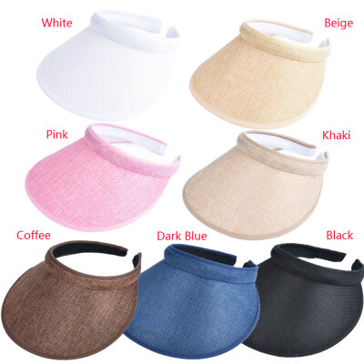 

Unisex Women Men Summer Sun Visors Cap Broad Wide Brim Topless Tennis Golf Headband Hat Headwear