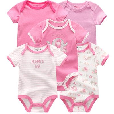 

5Pcslot Babywear Unisex Baby Girls Clothes Bodysuits Short Sleeve Solid Baby Boys Clothes Rompers Cotton For Babies Newborn 0-12M