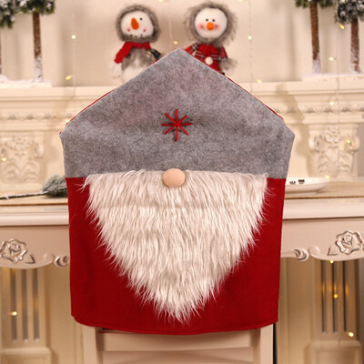 

Christmas Dwarf Doll Chairs Back Cover Dinner Table Santa Hat Home Party Decor Gift