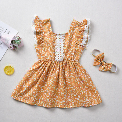 

Summer Casual Fashion Baby Girl Sleeveless Floral Printing Princess Dress Kids Clothing