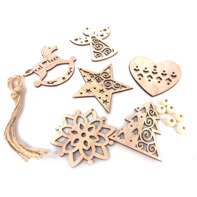 

1 Bag Christmas Snowflakes Wooden Pendants Xmas Tree Ornaments Home Hanging Decor