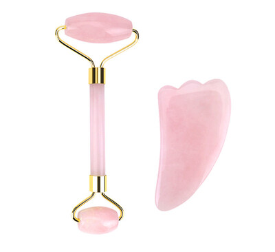 

Powder crystal jade roller face double head beauty device jade health massager powder crystal scraping plate scraping rod set