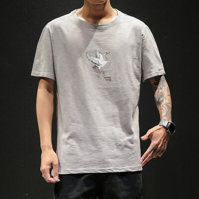 

Toponeto Mens Print Short Sleeve Solid Color Crew Neck Loose Casual T Shirt Blouse Tops