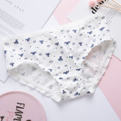 

Summer Women New Fashion Design Mid Rise Seamless Cotton Underwear Briefs Cartoon Print Cute Lingerie Ladies Underpants