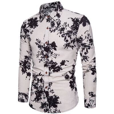 

Toponeto Fashion Mens Casual 3D Printing Slim Long Sleeve Dress Shirt Blouse Tops