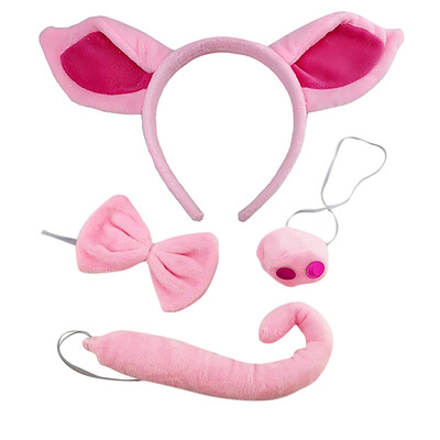 

Siaonvr Pig Headband Ears&Tail Set Costume Accessory Pink