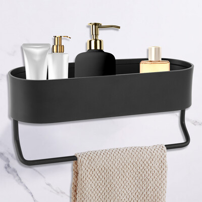 

Black Bathroom Shelf 30-40cm Lenght Kitchen Wall Shelves Shower Basket Storage Rack Towel Bar Robe Hooks Bathroom Accessories